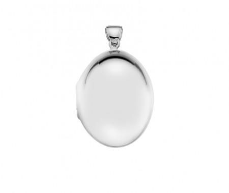 Silver plain puffed large oval locket 19
