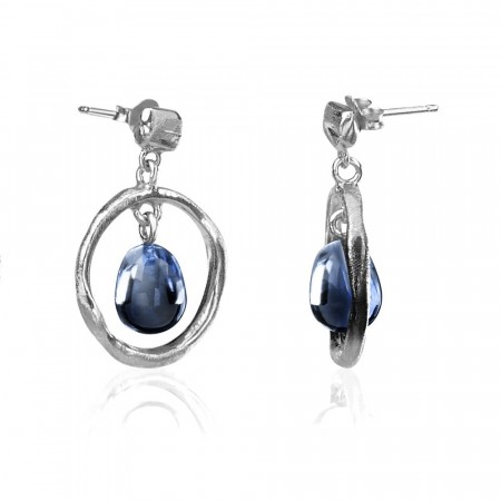 Round branch earrings med London Blue Topaz