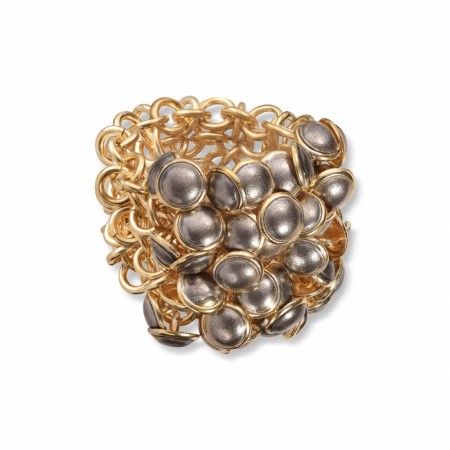 Seashell Ring Brown Gold Plated 4 Row